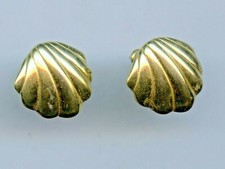 Trifari Yellow Gold Tone Clam Shell Stud Earr...