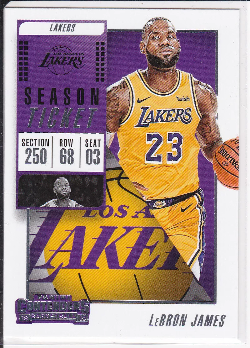 LEBRON JAMES 2018 19 Basketball 23 LOS ANGELES LAKERS JERSEY Contenders Card