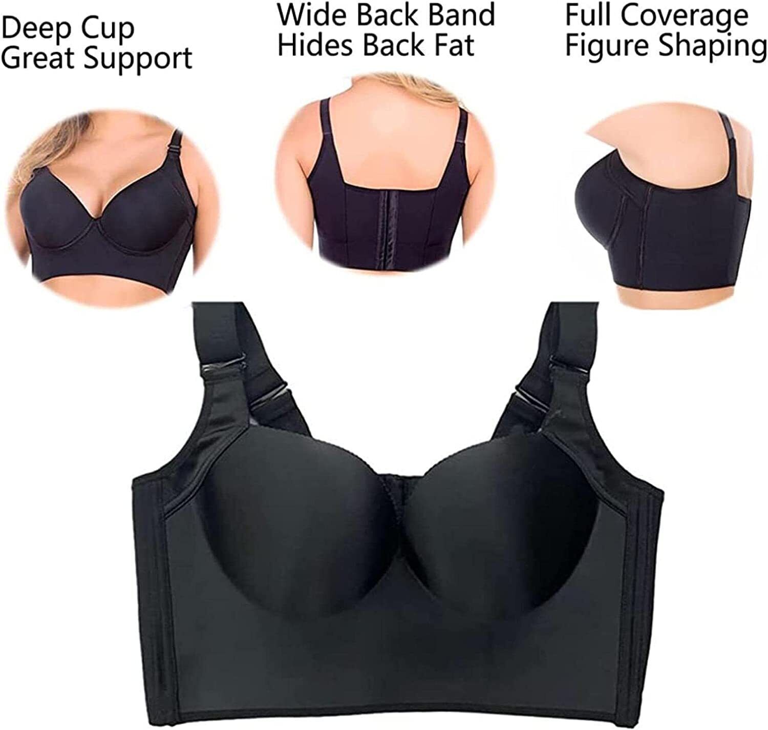 Nakans Back Smoothing Bra, Fashion Deep Cup Bra Hides Back Fat for