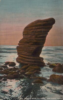 San Diego, California - La Jolla - Profile Rock - posted litho