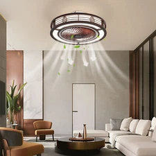 20'' Ceiling Fans+Light,Flush Mount Fandelier +Remote, Dimmable/Wind Speed/Timer