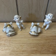 Vintage Holt Howard 2 Sets of 2. ~Bells & Cherub/Angels~ Candle Stick Huggers