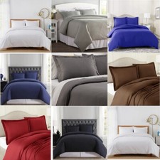 Solid 600 TC Cotton 3 Piece Duvet Cover Set  King Queen Full Twin  New