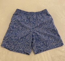 Columbia PFG Omni-Shade Fish Blue  White Print Boys Swim Shorts Size Small