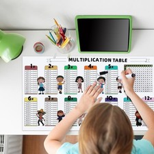 Dry Erase Multiplication Chart Practice Board Reusable