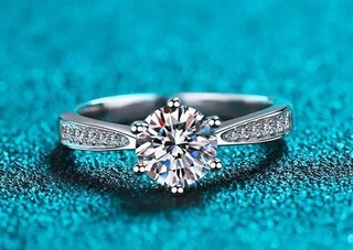 1 Ct 6.5 mm Round Cut Moissanite Ring 925 Sterling Silver Size 7 Engagement Ring