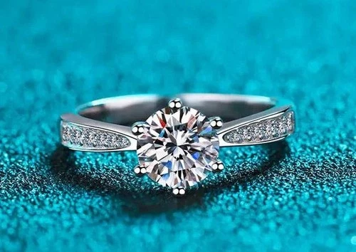 1 Ct 6.5 mm Round Cut Moissanite Ring 925 Sterling Silver Size 7 Engagement Ring