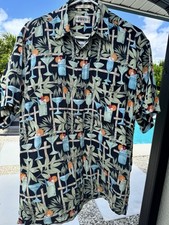 Campia Moda Vintage Rayon Hawaiian Shirt Sz M Cocktail Tropical Print Made Korea