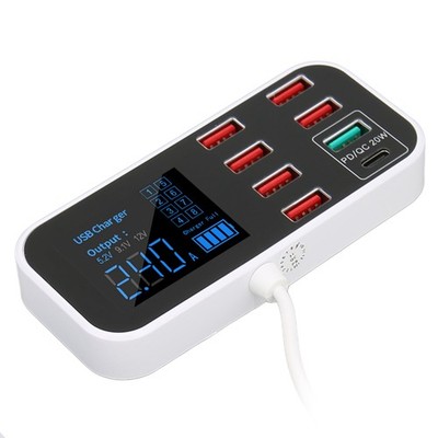 A9S+ 8 Port Car Charger 40W Fast Charging QC 3.0 USB C Multiple USB Charging NEW