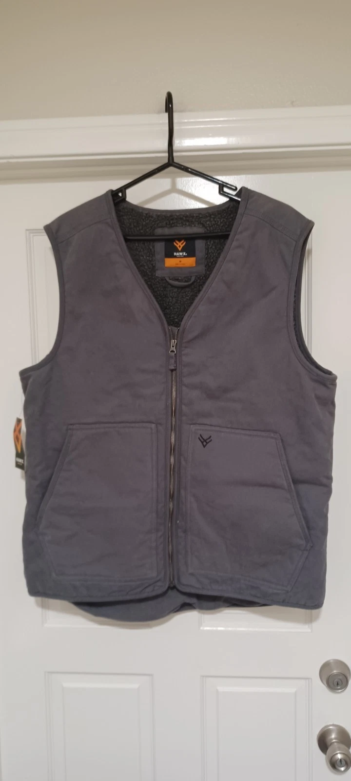Hawx Work Gear Sherpa Lined Charcoal Vest Mens Medium Full Zip Western NEW $80