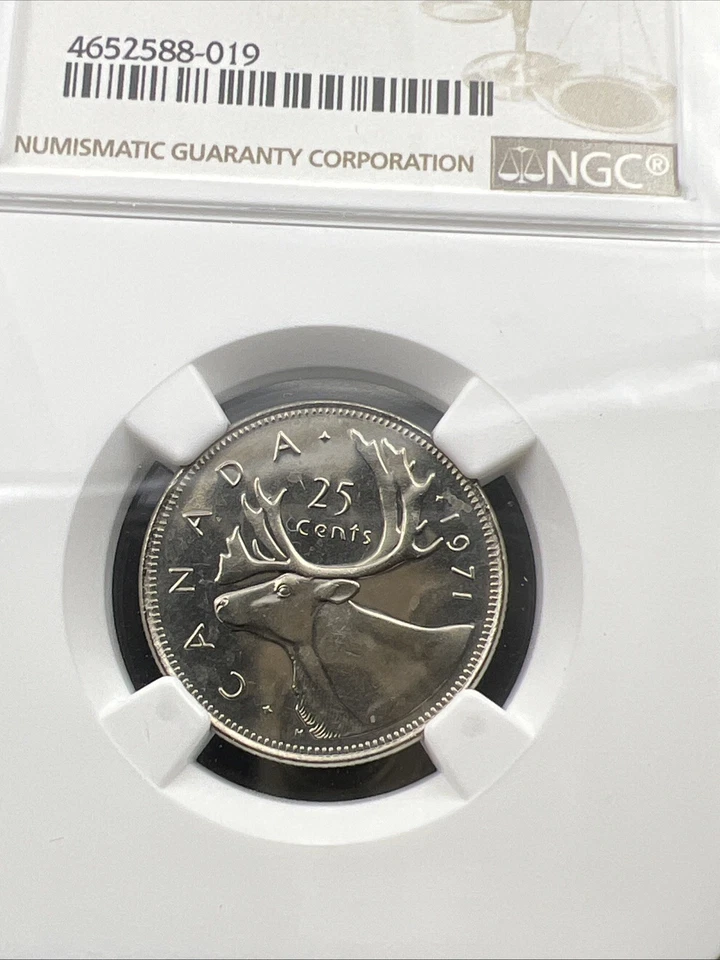 1971 Canada 25c Twenty Five Cent Caribou Quarter Coin NGC MS66 Gem BU Certified - Image 3 of 4