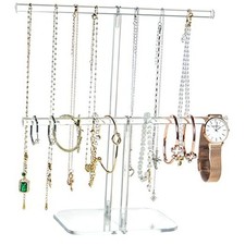 Premium Jewelry Stand , Solid Clear Acrylic Jewelry Organizer Stand  2-Tier