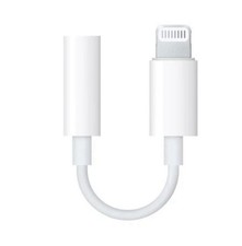 Apple Lightning to 3.5mm Audio Adapter White Short Cable 2 Ports Glossy Plastic