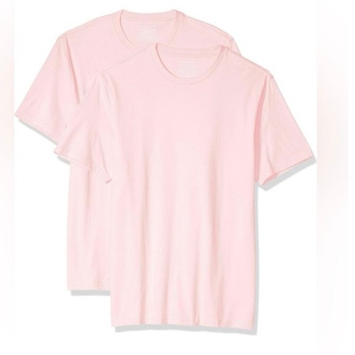 Amazon Essentials Mens M Pink Crewneck T Shirt 2 Pack Slim Fit Short Sleeve New