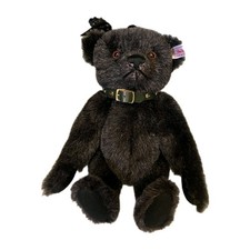 Steiff "Jack" Alpaca Bear Rare Black With Tag And Green Collar Great Condition