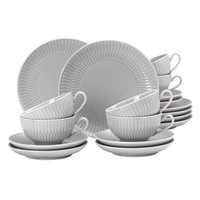 Seltmann Weiden Teeservice 18-Tlg. Klein Amina Silbergrau Geschirr-Set Porzellan