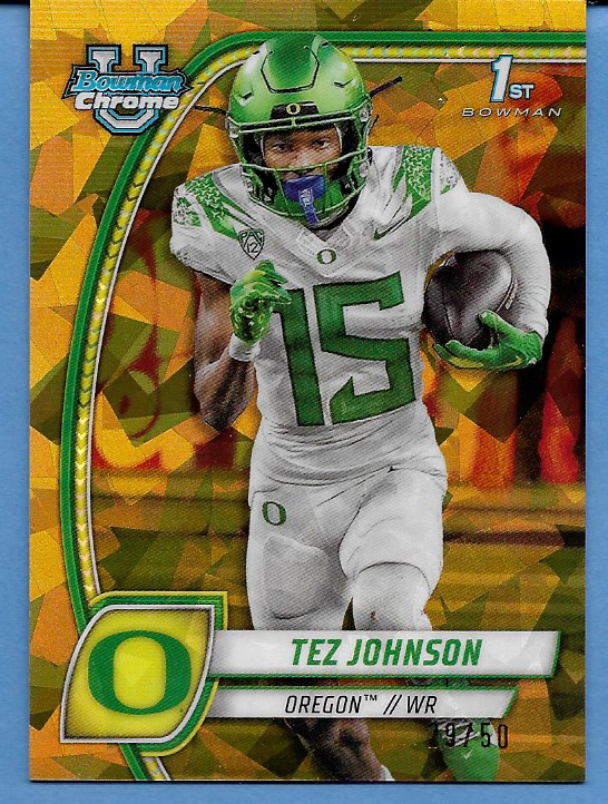 TEZ JOHNSON 2024 BOWMAN U. CHROME SAPPHIRE GOLD #29/50 ROOKIE #171 $$$$