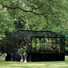 Victorian‑Style English Metal Greenhouse | Black Finish 
