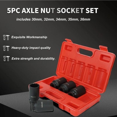 5 Stck. 12 Punkt 1/2 Zoll Antrieb Achse Nuss Nabe Luft Schlag Steckschlüsselsatz 30 32 34 35 36 mm UK