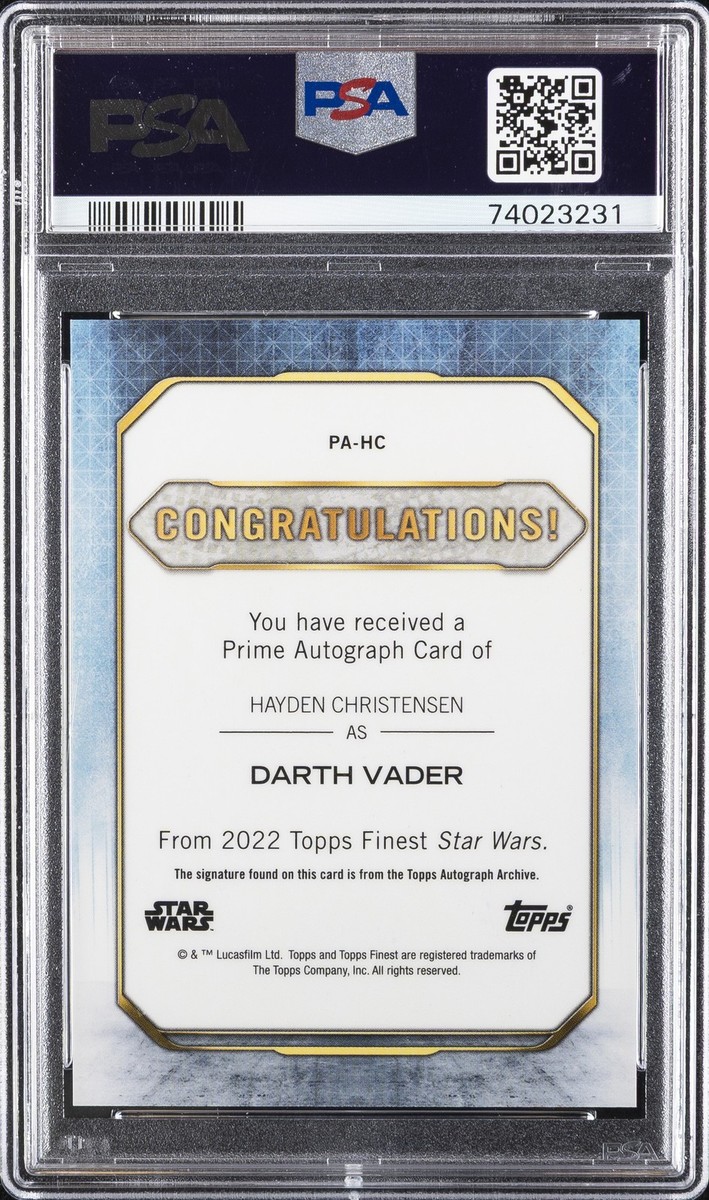 2022 TOPPS FINEST STAR WARS PRIME AUTOS #PAHC HAYDEN CHRISTENSEN 3
