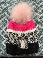 Justice Girls Knit Beanie Hat with Faux Fur One Size