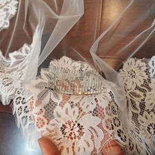 Cathedral Mantilla Wedding Veil Eyelash Lace 3m/4m One Layer Ivory Bridal Veil