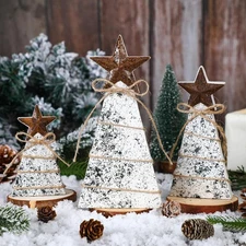 Bucherry 3 Pcs Wooden Christmas Tree Tabletop Decoration As Pictures Show 