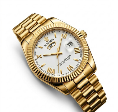 BINBOND Herrenuhr Quarz Sport Wasserdicht Leuchtender Kalender Klassisch Weiß