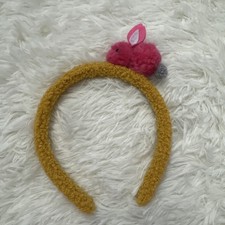 1pc Girls' Bunny Ear Fur Ball Headband Hair Accessories Hand Made