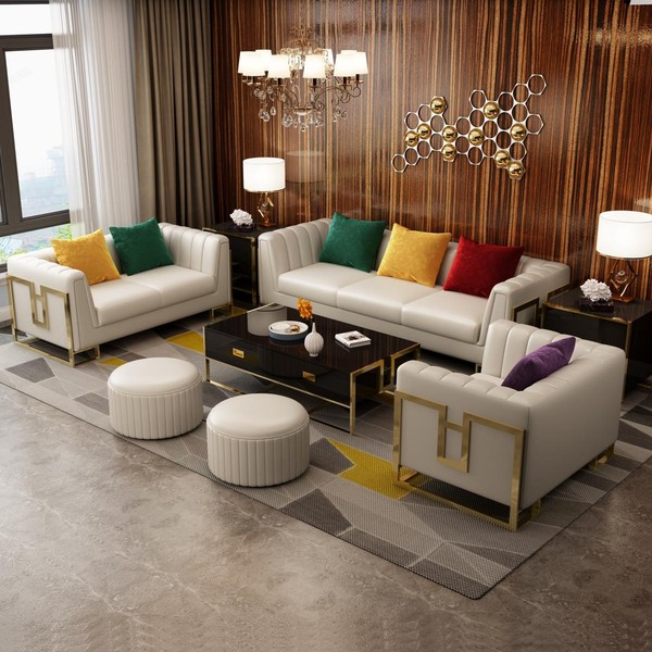 Ledersofa Couch Sofagarnituren 3+2+1 Sitzer Garnitur Design Modern Sofa 3Tlg.-image