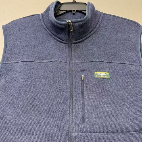 L.L. Bean Men's Sweater Fleece Vest XXL Bright Navy Slightly Fitted Full Zip NWT - Picture 2 of 5