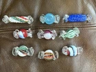 Lot of 9 Vintage Hand Made Art Glass Murano Style Wrapped Candy Pieces