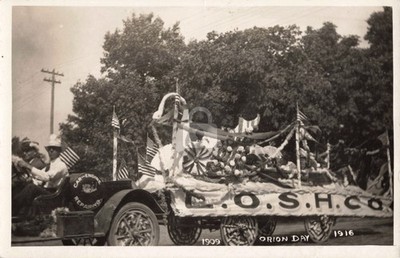 Care Engine Repair Co. Float Orion Day MI Michigan 1916 RPPC Photo Postcard COPY