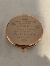 Sister Gifts Compact Mirror, to My Beautiful Sister Gorgeous Rose Gold Compact
