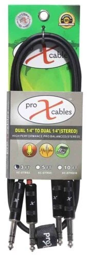 Prox XC-DTRS3 Balanced Dual 1/4" TRS-M to Dual 1/4" TRS-M Audio Cable - 3 Feet - Image 3 of 4