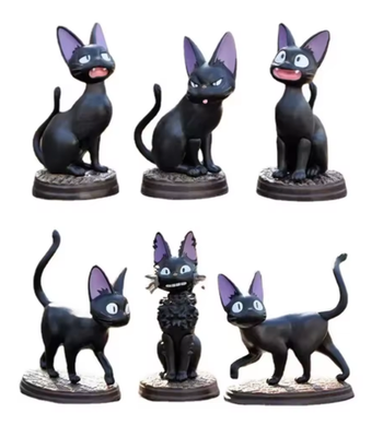 #ad Set of 6 Studio Ghibli Kiki’s Delivery Service Gigi Cat Mini Figure Toy BLACK $11.98
