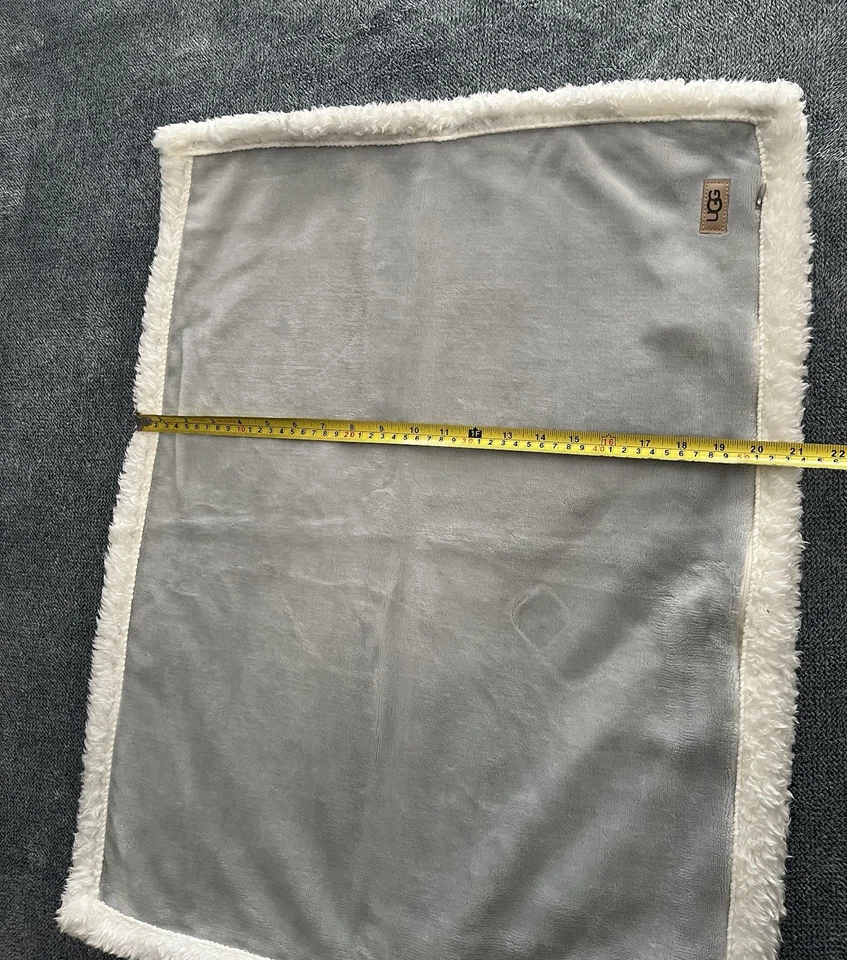 Funda de almohada 2-UGG funda falsa felpa sherpa piel sintética cierre de cremallera estándar gris Foto 2 de 4