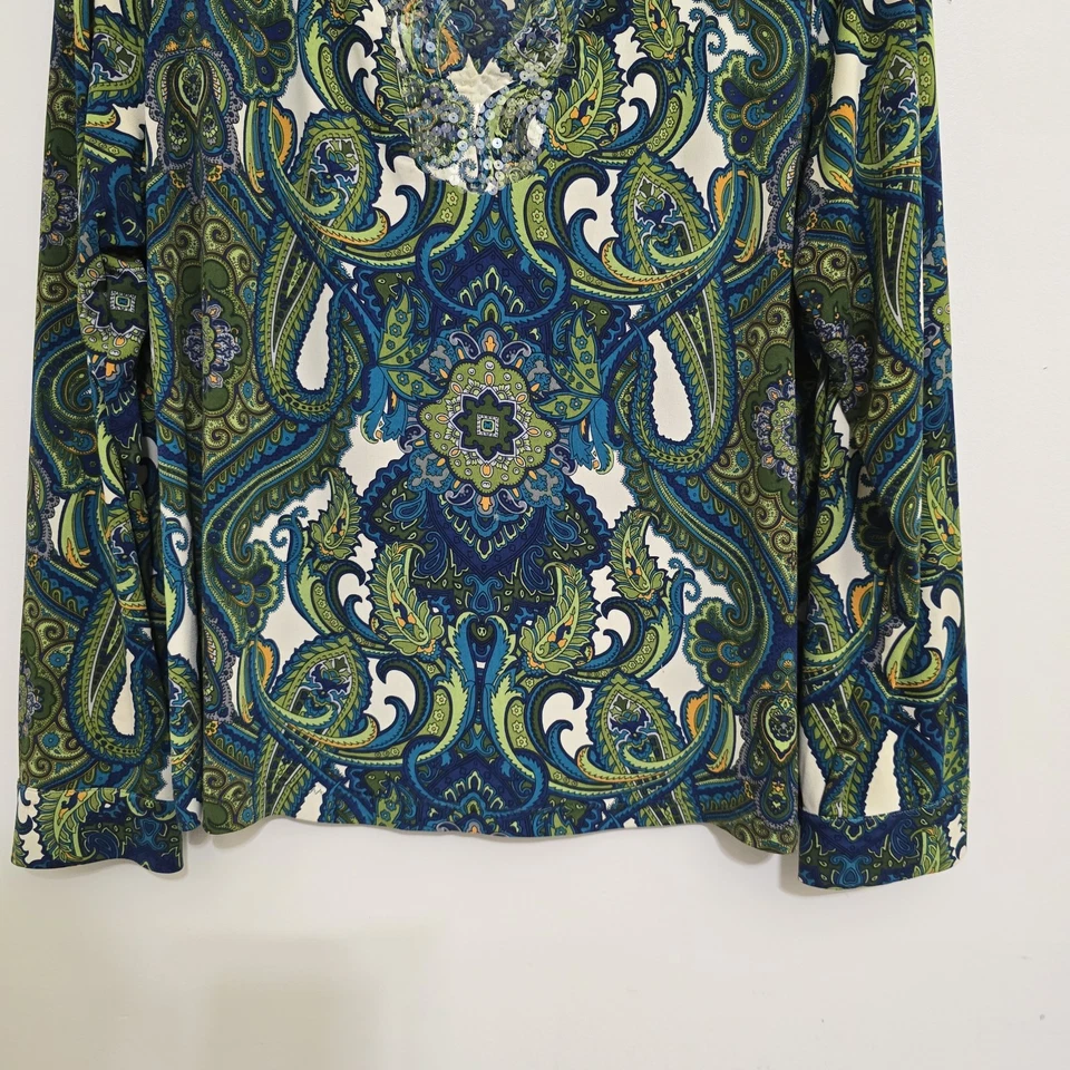 Túnica Lane Bryant VOLUP lantejoulas pavão entalhe pescoço - 18/20 - Imagem 3 de 4