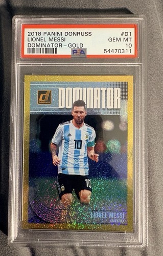 2018 Panini Donruss Lionel Messi DOMINATOR GOLD /75 #D1 PSA 10 GEM MINT🔥