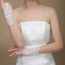  Rękawiczki bez palców koronkowe panna młoda stretch siateczka stras krótki akapit