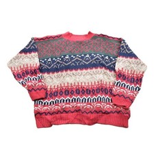 Vintage 1990s Patterned Knit Crewneck Sweater Men's Small