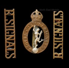 WW2 Royal Corps of Signals Cap Badge and Shoulder Titles