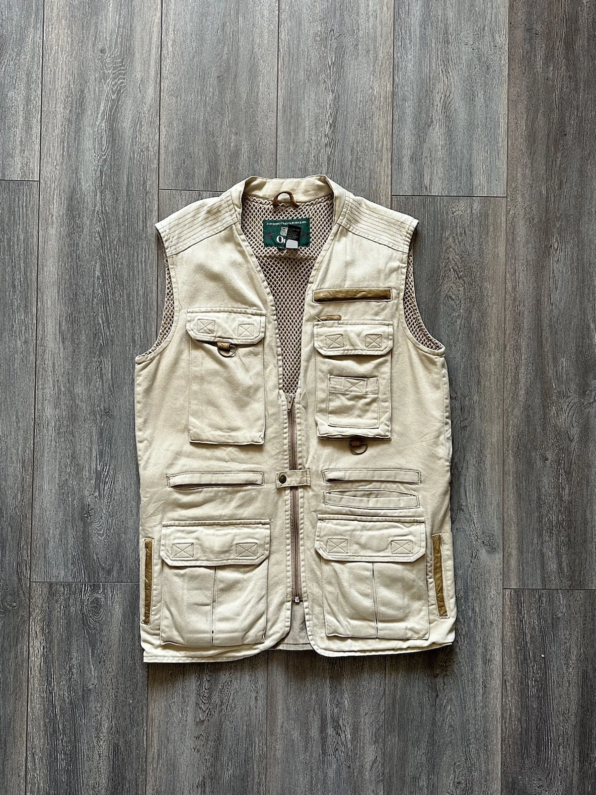 Vintage Orvis Multipocket Fishing Hunting Zip Beige Waistcoat Canvas Gilet Sz S