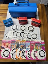 View-Master Vintage Collector Case Lot w/ 3 Viewers  Reels 1985