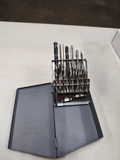 HUOT USA Tap & Drill Index NC 6-32 to 27/64 as Pictured 18 Pieces W/ Metal Case