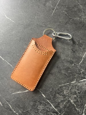 Handmade Leather Pocket Keychain Wallet |Italian VegetableTanned Leather| Tobaco