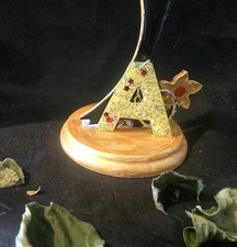 Glitters And Yellow Alphabet Letter A Resin Keyring Handmade 214