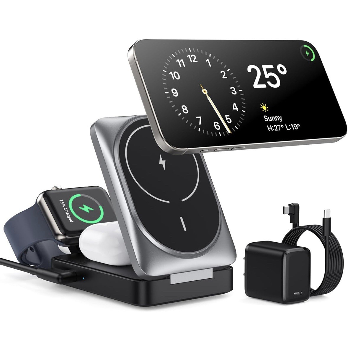 3-in-1 Fast Wireless Charging Station for iPhone iWatch AirPods
