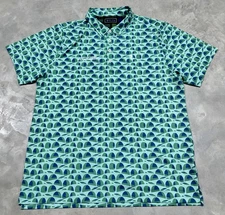 William Murray Short Sleeve Golf Polo Geometric All Over Print Mens XL Stretch