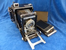 Graflex 3-1/4 x 4-1/4 Speed Graphic camera, Kodak Ektar lens, working,